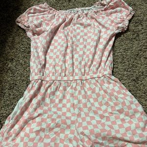 Old navy girls pink checkered romper